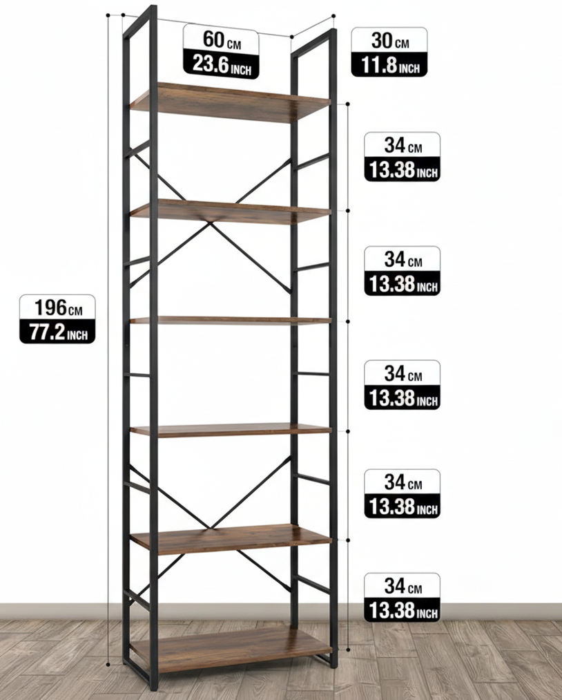 Industrial Bookshelf – /4/5/6/Triple-Tier Metal Storage Shelf