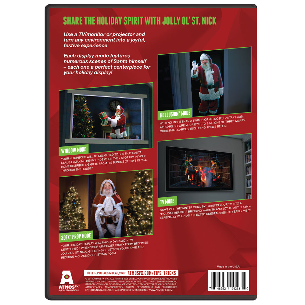 AtmosFX Night Before Christmas USB + 48" x 72" White Holographic Screen for Christmas Projection