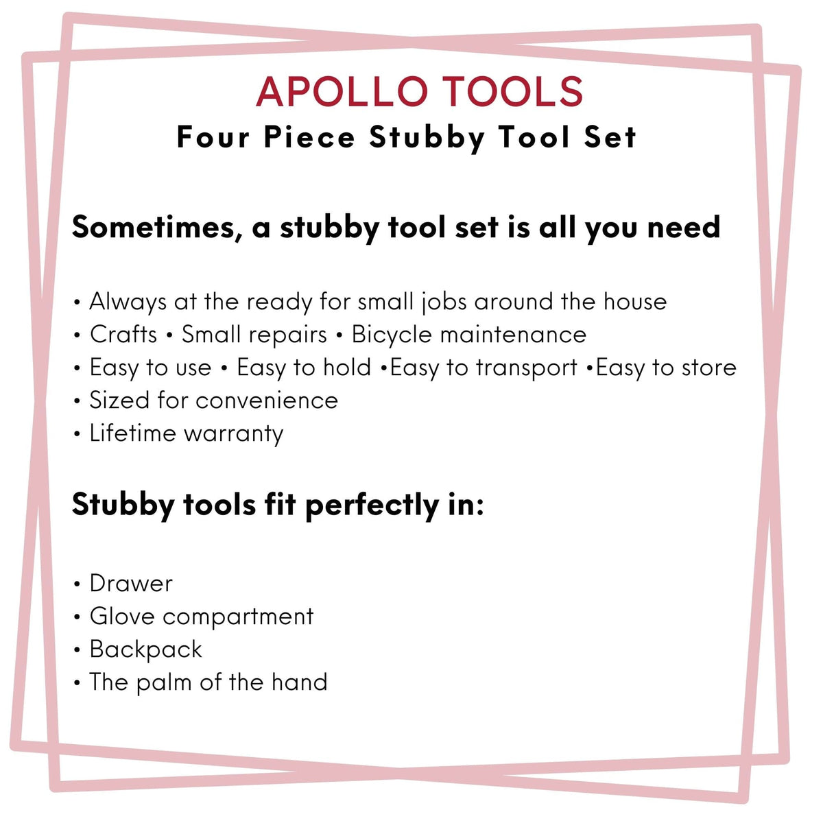 Four Piece Stubby Tool Set - DT0240