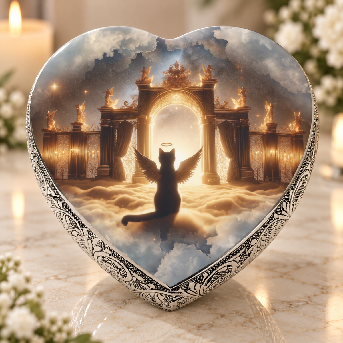 Angel Aura Night Cat Urns for Ashes & Cat Cremation Urn