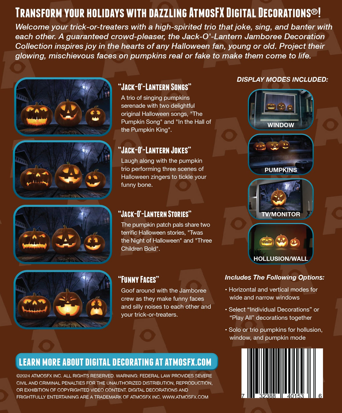 HoliScapes® USB Projector Kit - Jack-O-Lantern Jamboree + Projector + 48" x 72" Projection Screen