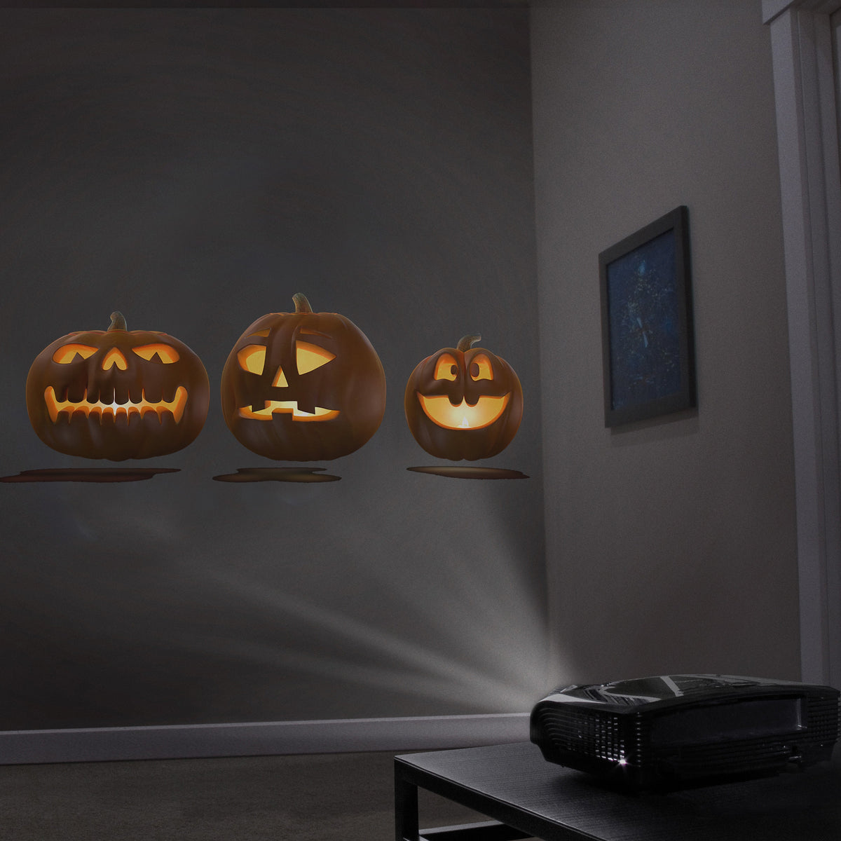HoliScapes® USB Projector Kit - Jack-O-Lantern Jamboree + Projector + 48" x 72" Projection Screen