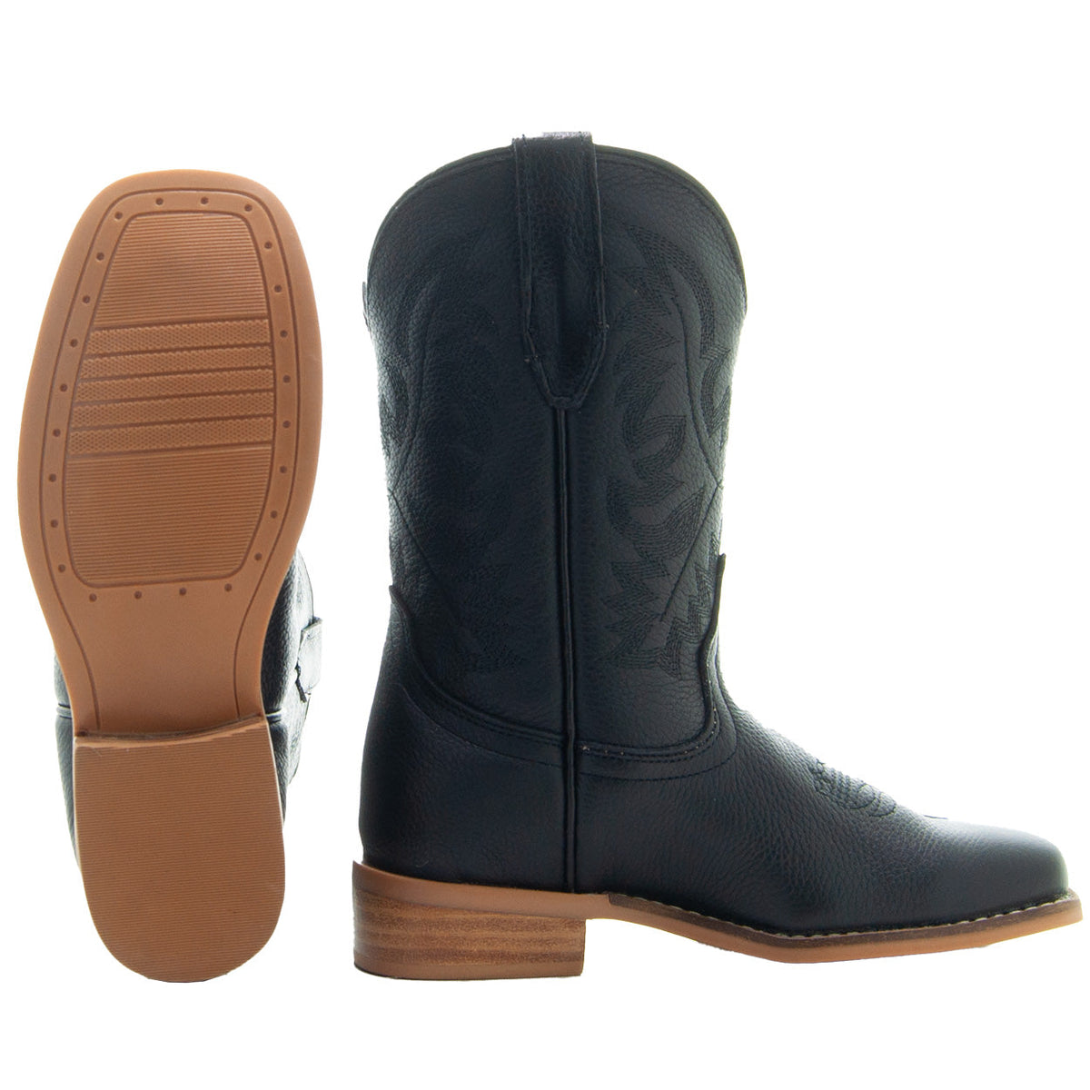 Black Square Toe Kids Western Boots | Kids Western Dance Boots (K3004)