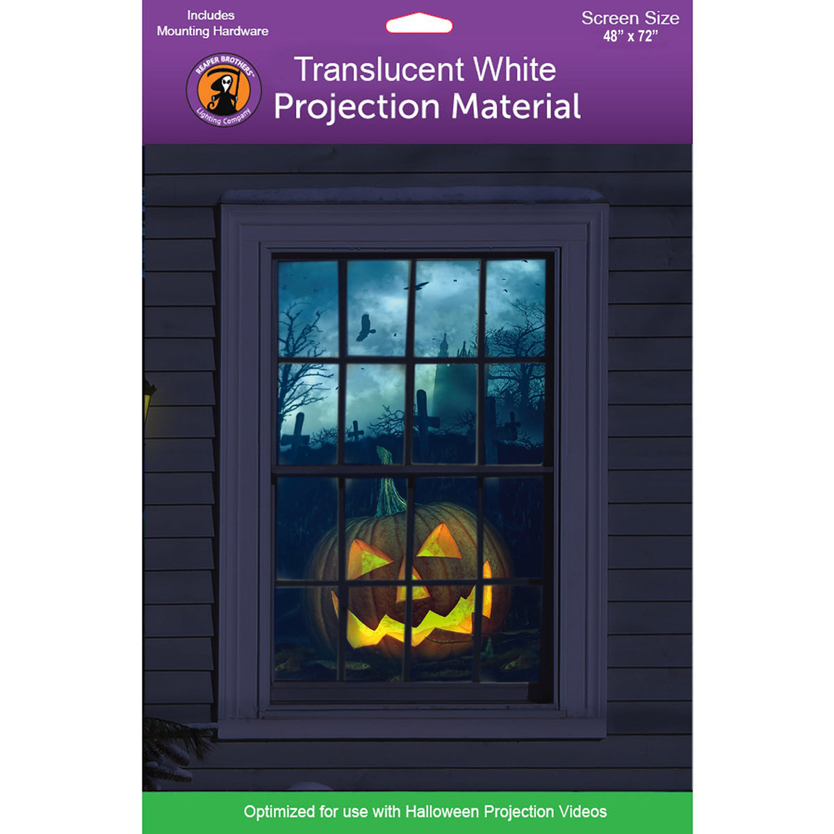 (48" x 72") White Holographic Rear Projection Screen with Mounting Hardware for Projecting Halloween Videos