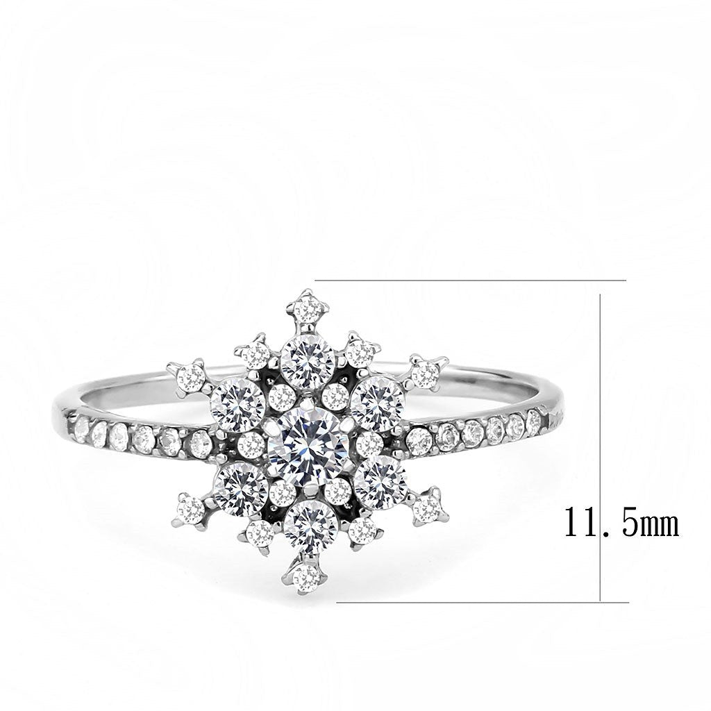 AAA Grade Clear CZ on Snowflake Shape Stainless Steel Womens Eternity Pave Thin Band