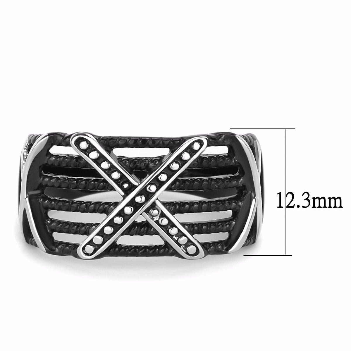 Three X Two-Tone Black IP Stainless Steel Mens Light Band Design Ring