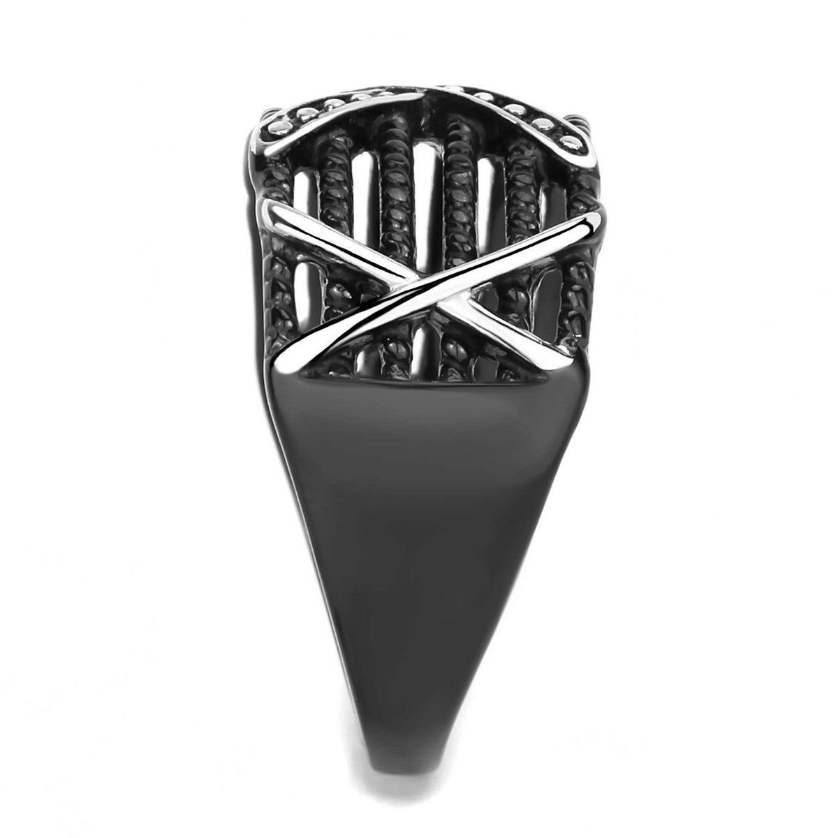 Three X Two-Tone Black IP Stainless Steel Mens Light Band Design Ring