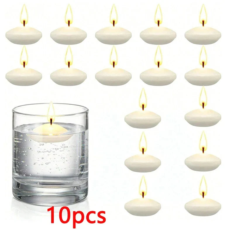 6/10/16Pcs Unscented Discs Candles Floating For Valentine's Day Party Wedding Home Bathtub Decor Romantic Confession Candlelight