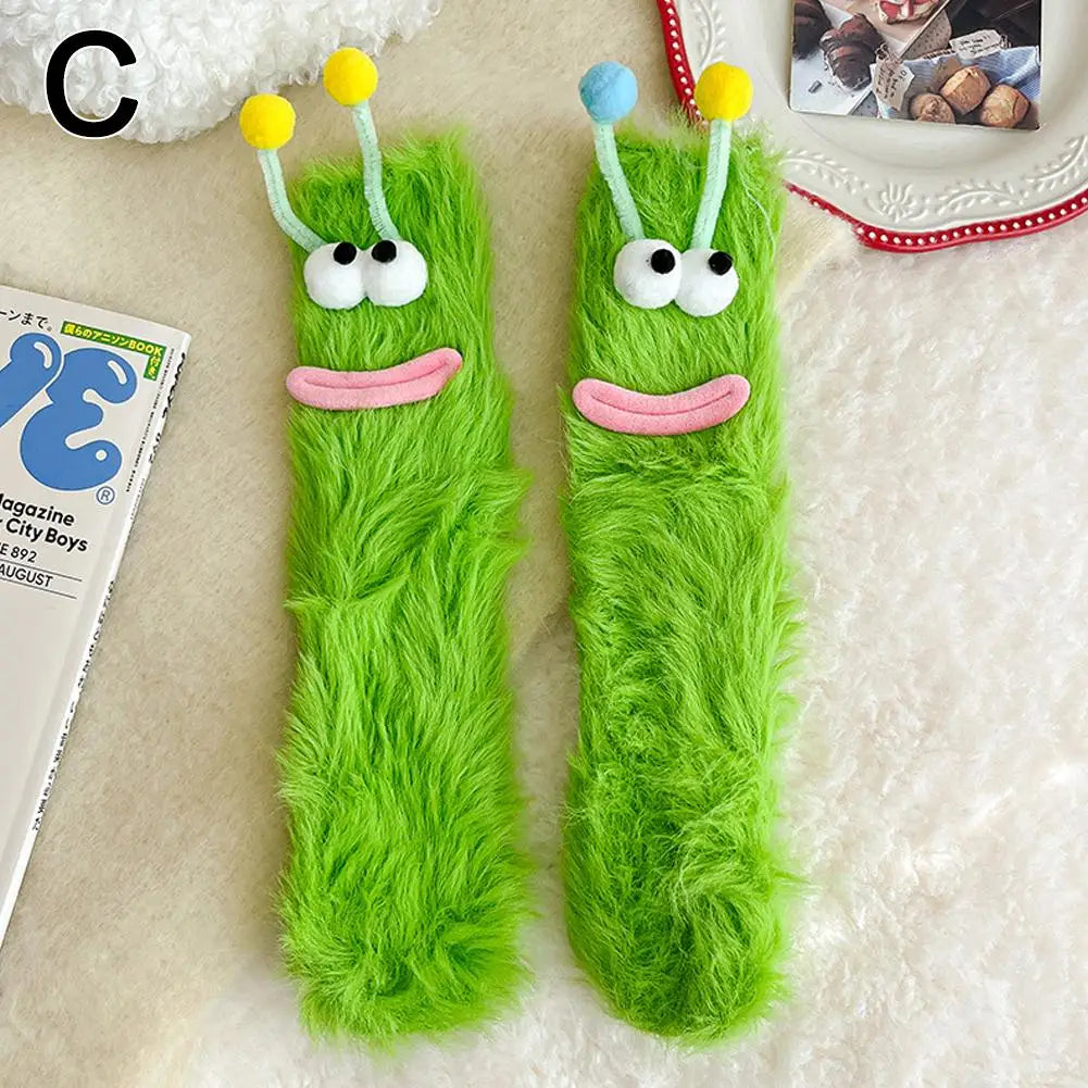 Cartoon Plush Fleece Socks – Soft Fluffy Indoor Floor Socks