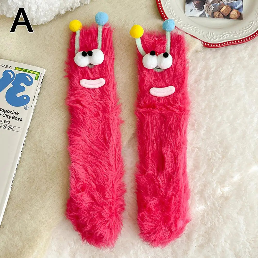 Cartoon Plush Fleece Socks – Soft Fluffy Indoor Floor Socks