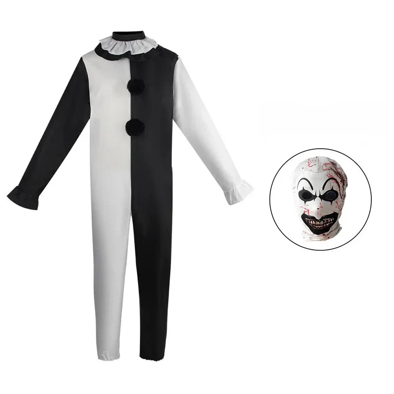 Terrifier Clown Cosplay Costume Adult Men Women Horror Carnival Party Dress Hat Mask Killer Clowns Jumpsuit Halloween Costumes
