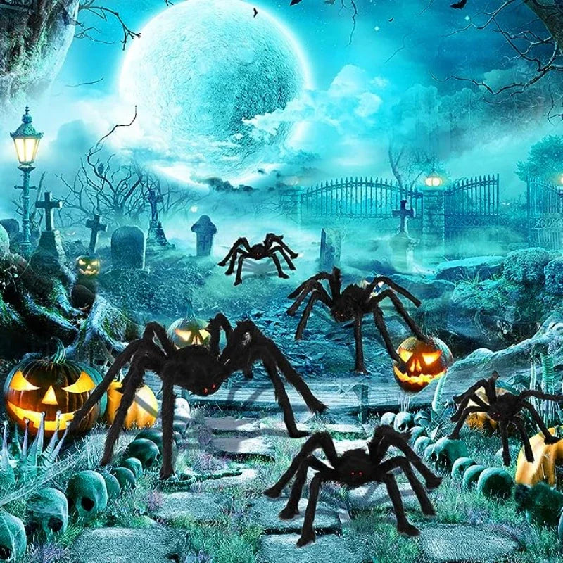 30cm/50cm/90cm/150cm/200cm Extra Large Plush Black Spider Outdoor Home Bar Party Haunted House Horror Props Halloween Decoration