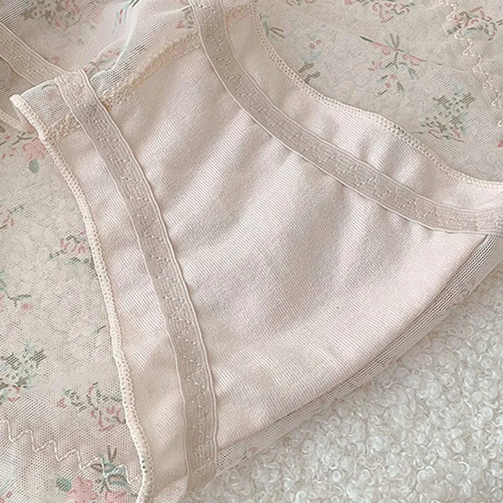 Women's panties  Cross waistband Hipsters Low Rise Lace Strappy Panties Transparent Mesh Floral Pattern Sweet Bowknot sexy femal