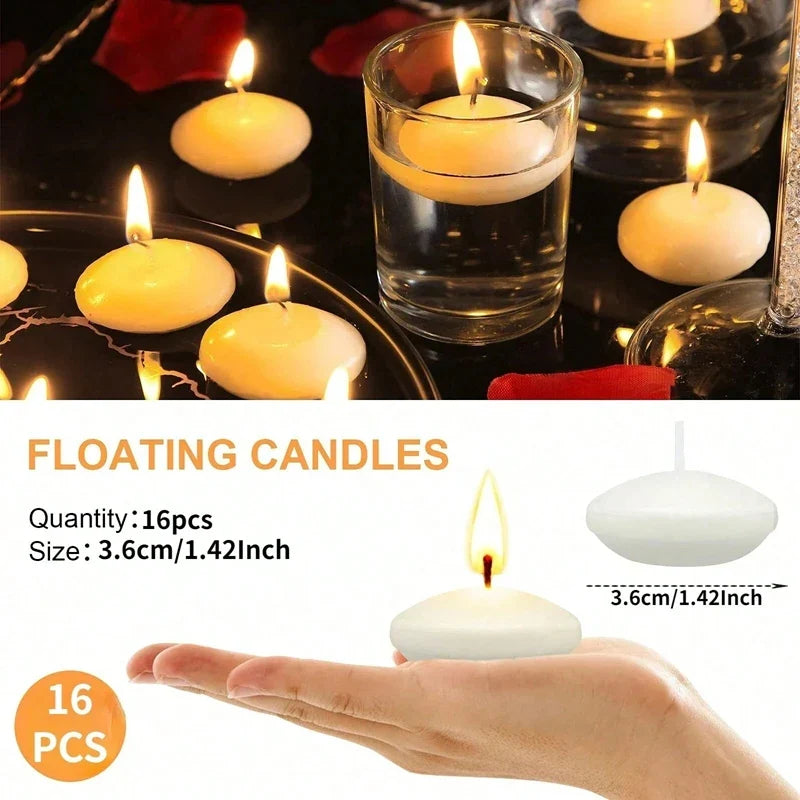 6/10/16Pcs Unscented Discs Candles Floating For Valentine's Day Party Wedding Home Bathtub Decor Romantic Confession Candlelight