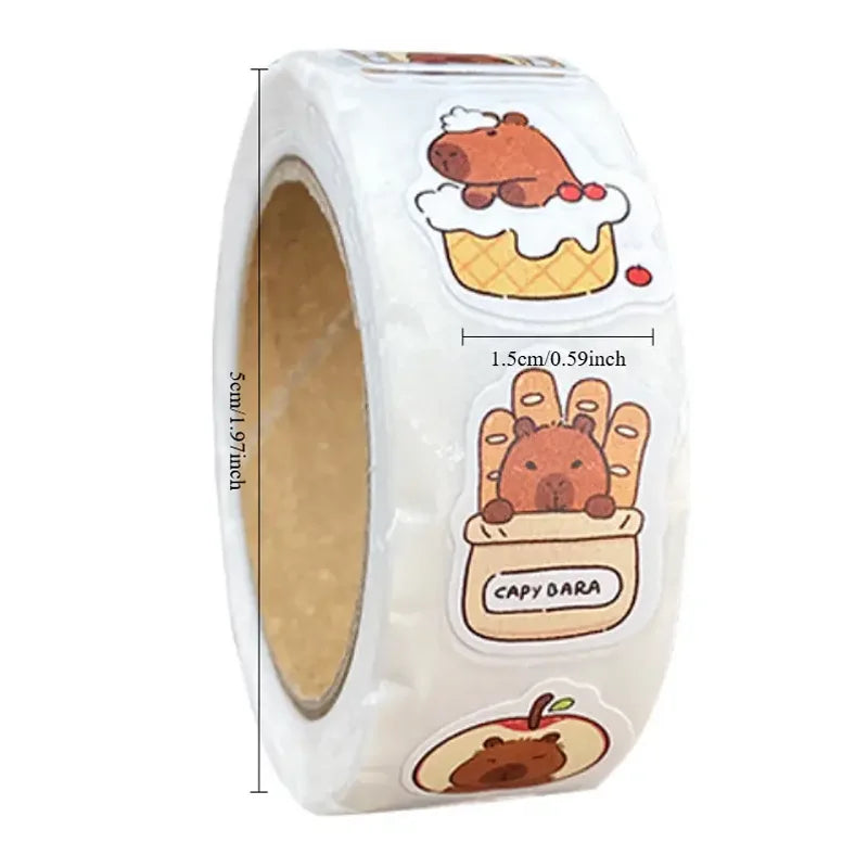 500 stickers capybara roll stickers high value cute cartoon decorative stickers sealing stickers