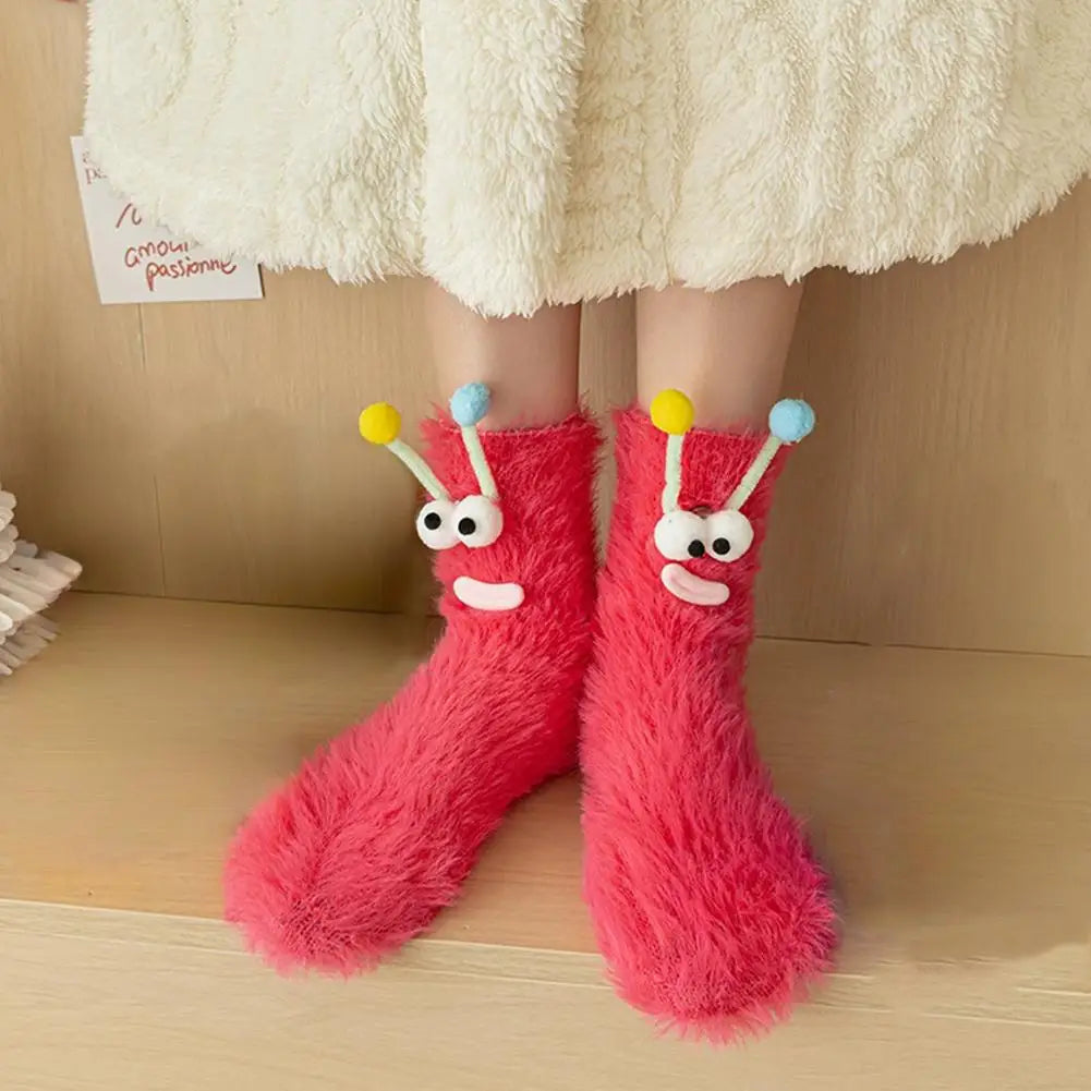 Cartoon Plush Fleece Socks – Soft Fluffy Indoor Floor Socks