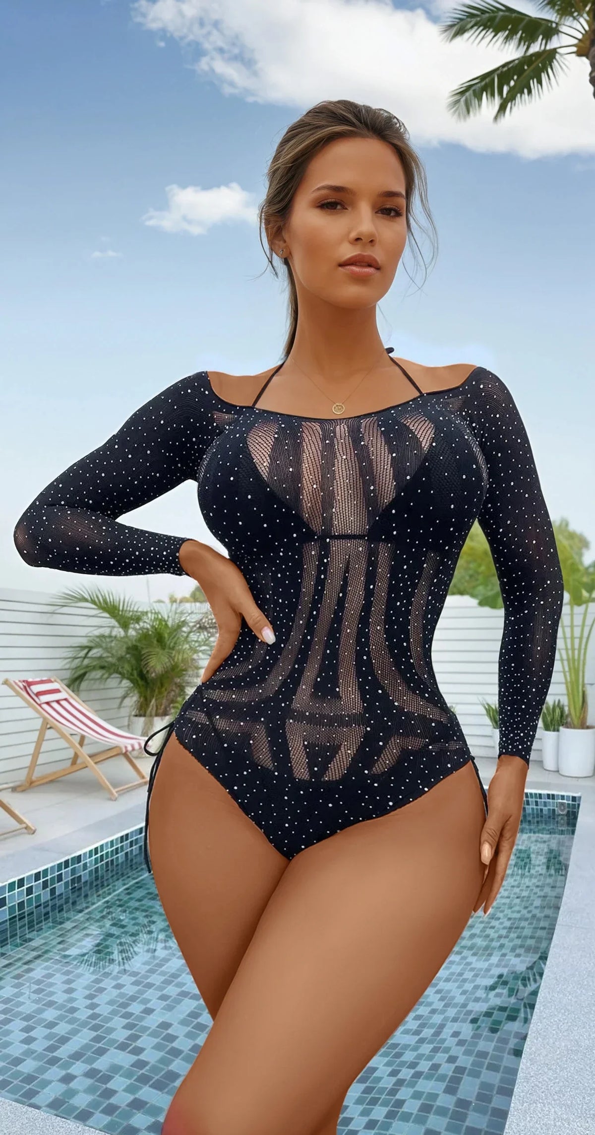 Long Sleeve Seamless Glitter Teddy