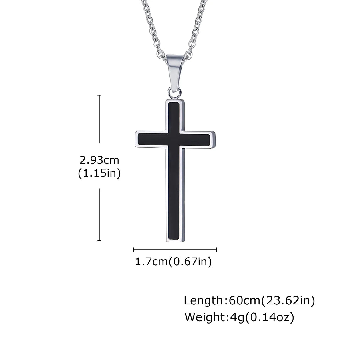 Plain Cross Necklace for Men and Boys | Stainless Steel Silver Tone Religious Jewelry