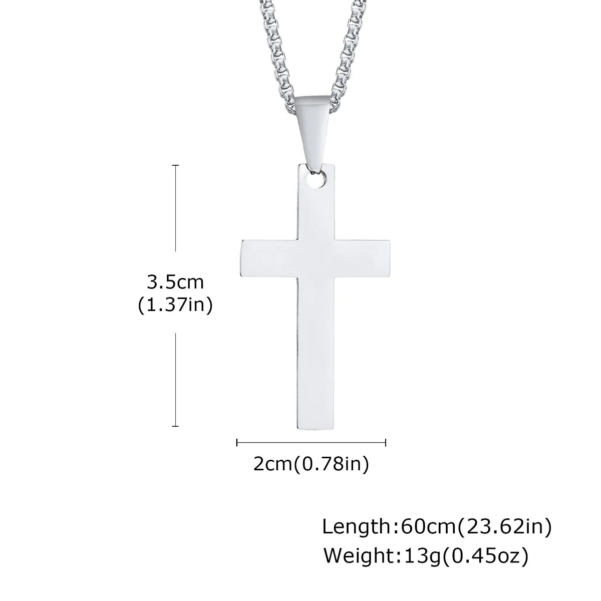 Plain Cross Necklace for Men and Boys | Stainless Steel Silver Tone Religious Jewelry