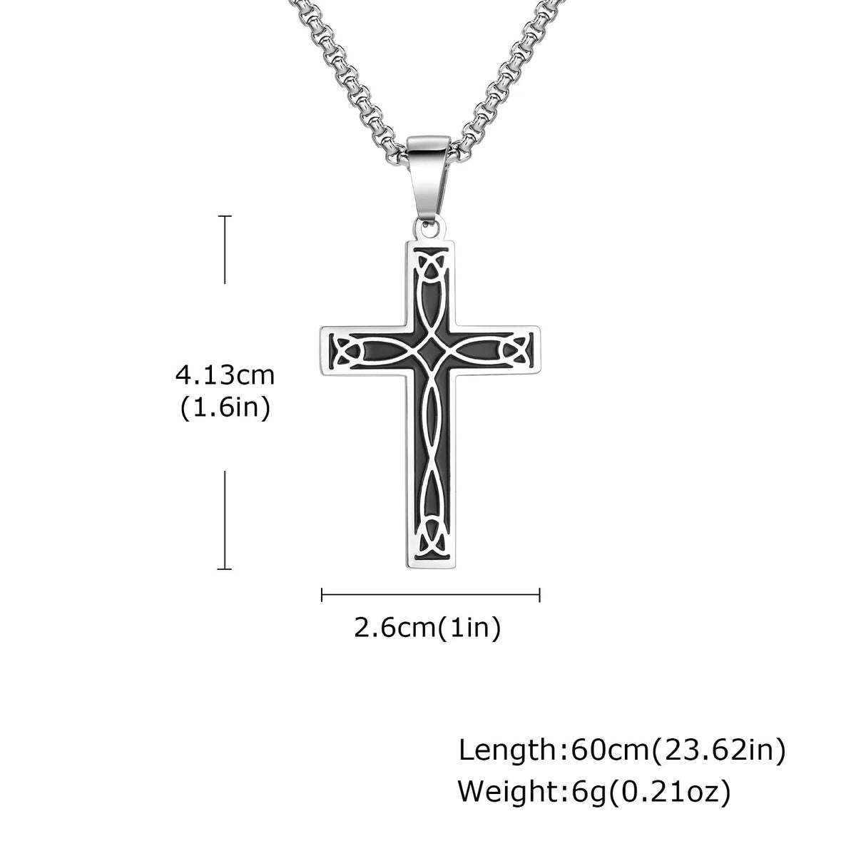 Plain Cross Necklace for Men and Boys | Stainless Steel Silver Tone Religious Jewelry