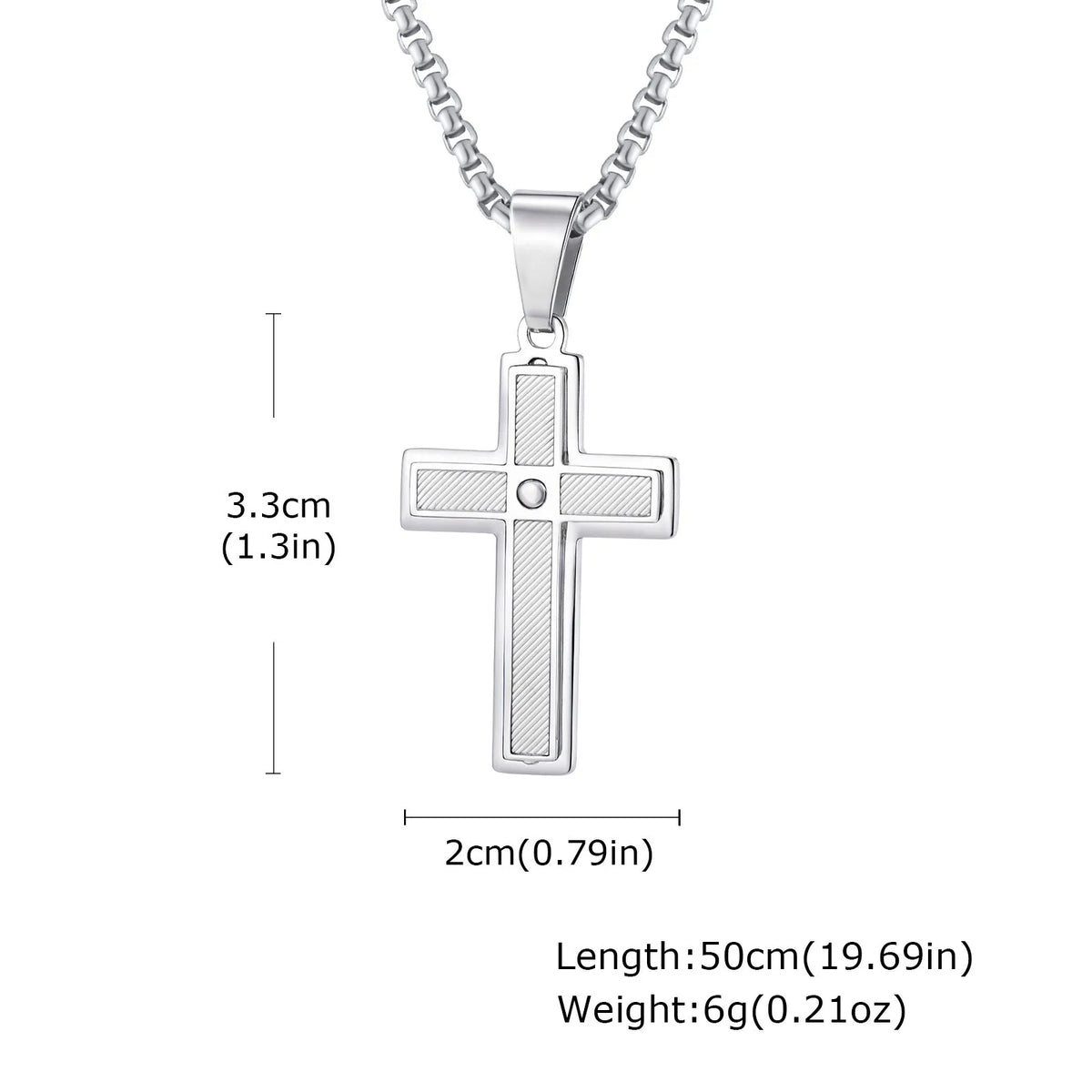 Plain Cross Necklace for Men and Boys | Stainless Steel Silver Tone Religious Jewelry