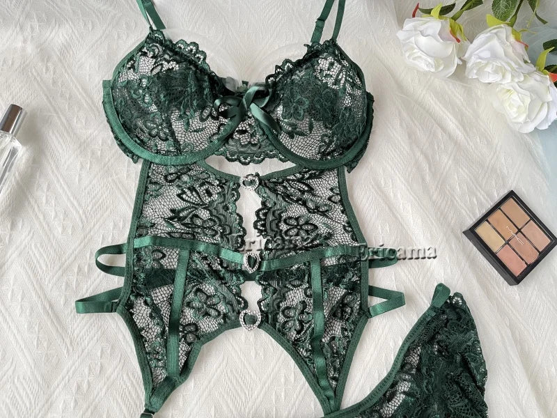Erotic Sexy Lace Bra And Panty Underwear Set For Woman Transparent Lace Bra Exotic Lingerie Sets  Porn Sensual Luxury Lingerie