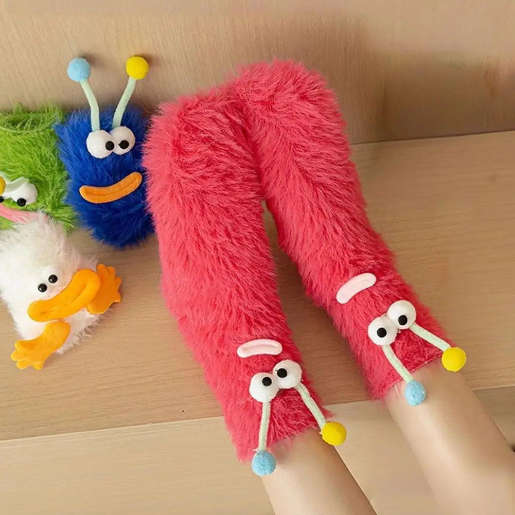 Cartoon Plush Fleece Socks – Soft Fluffy Indoor Floor Socks