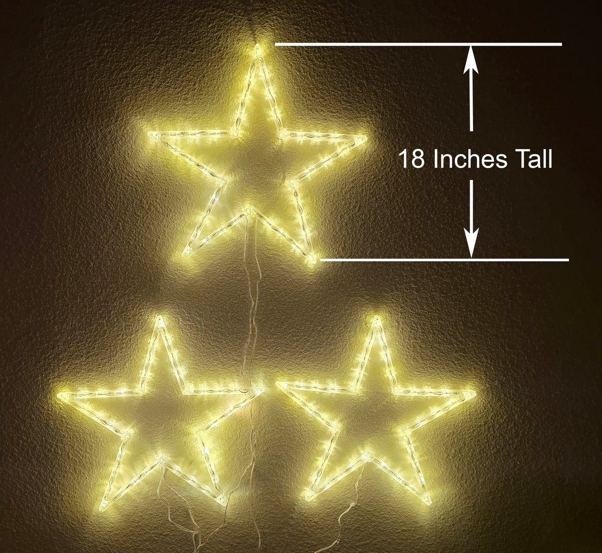 Foldable Stars - Cool White (3 Stars Included) - 120 Total LED Lights - 8 Lighting Modes - 18" Tall