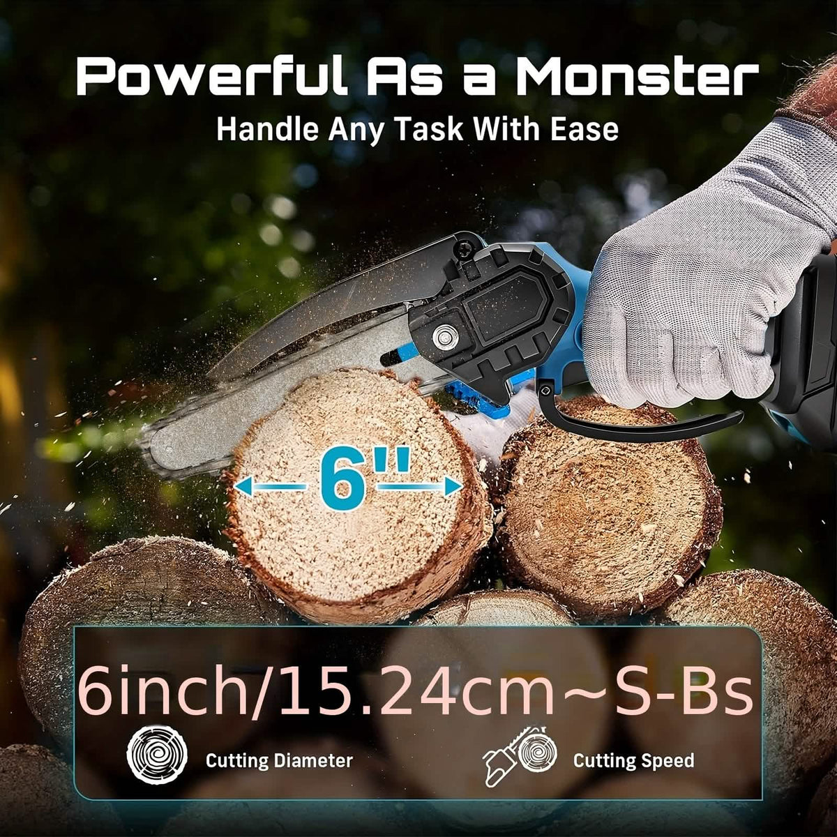 6-inch Cordless Mini Chainsaw – Handheld Electric, Lightweight, Battery-Powered