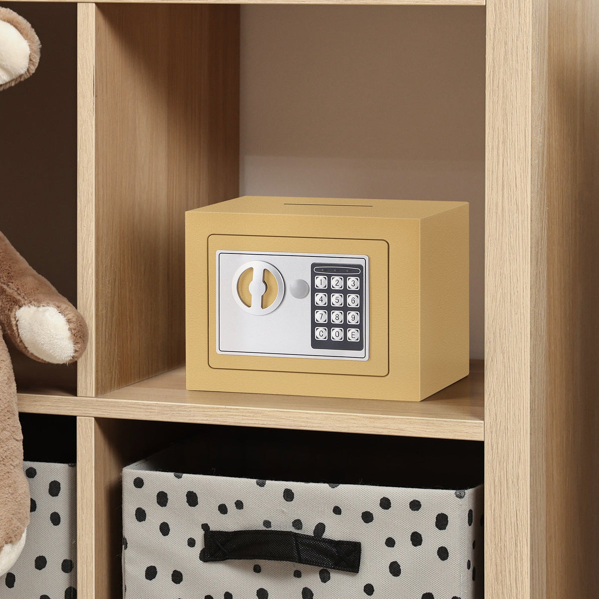 Compact Digital Safe Box – Keypad & Key Access
