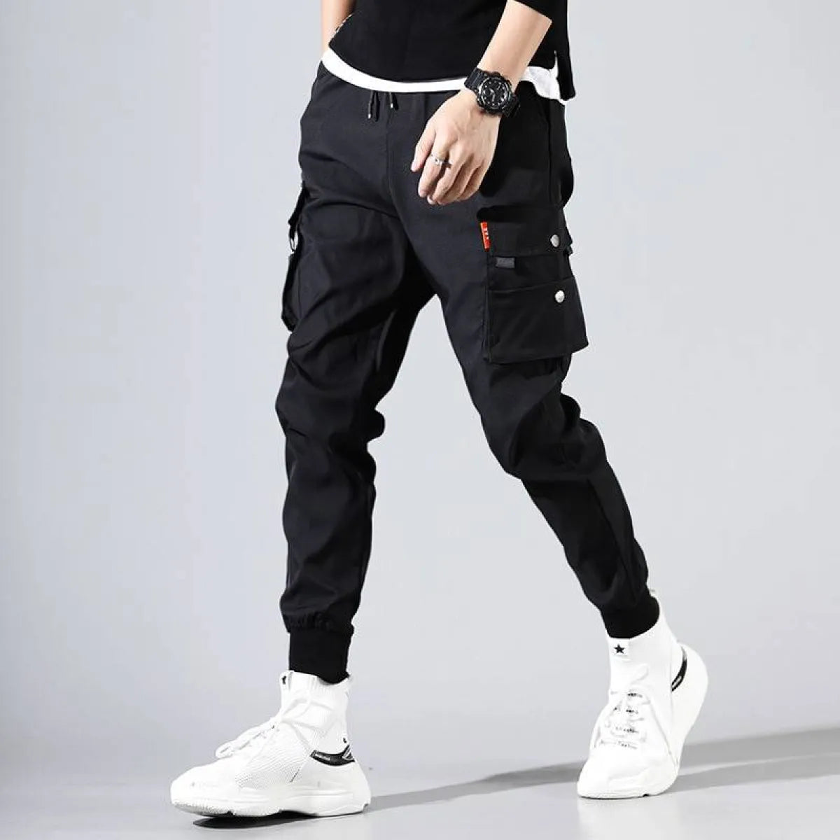 Black Harajuku Men's Pants with Pockets