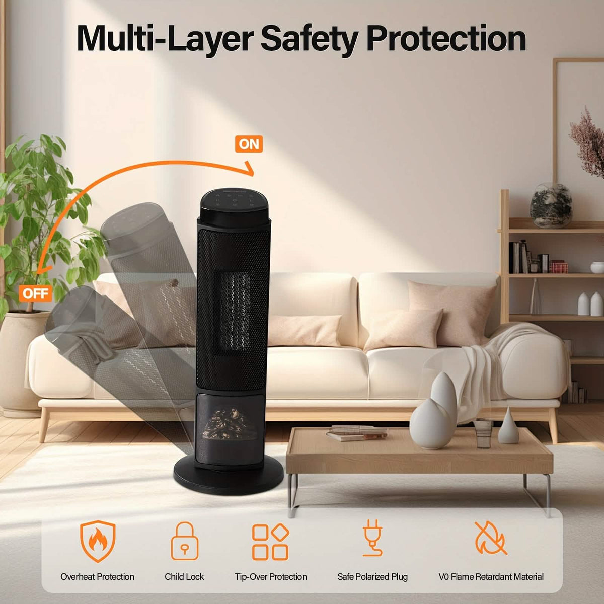 Portable Electric Space Heater with Remote & Thermostat