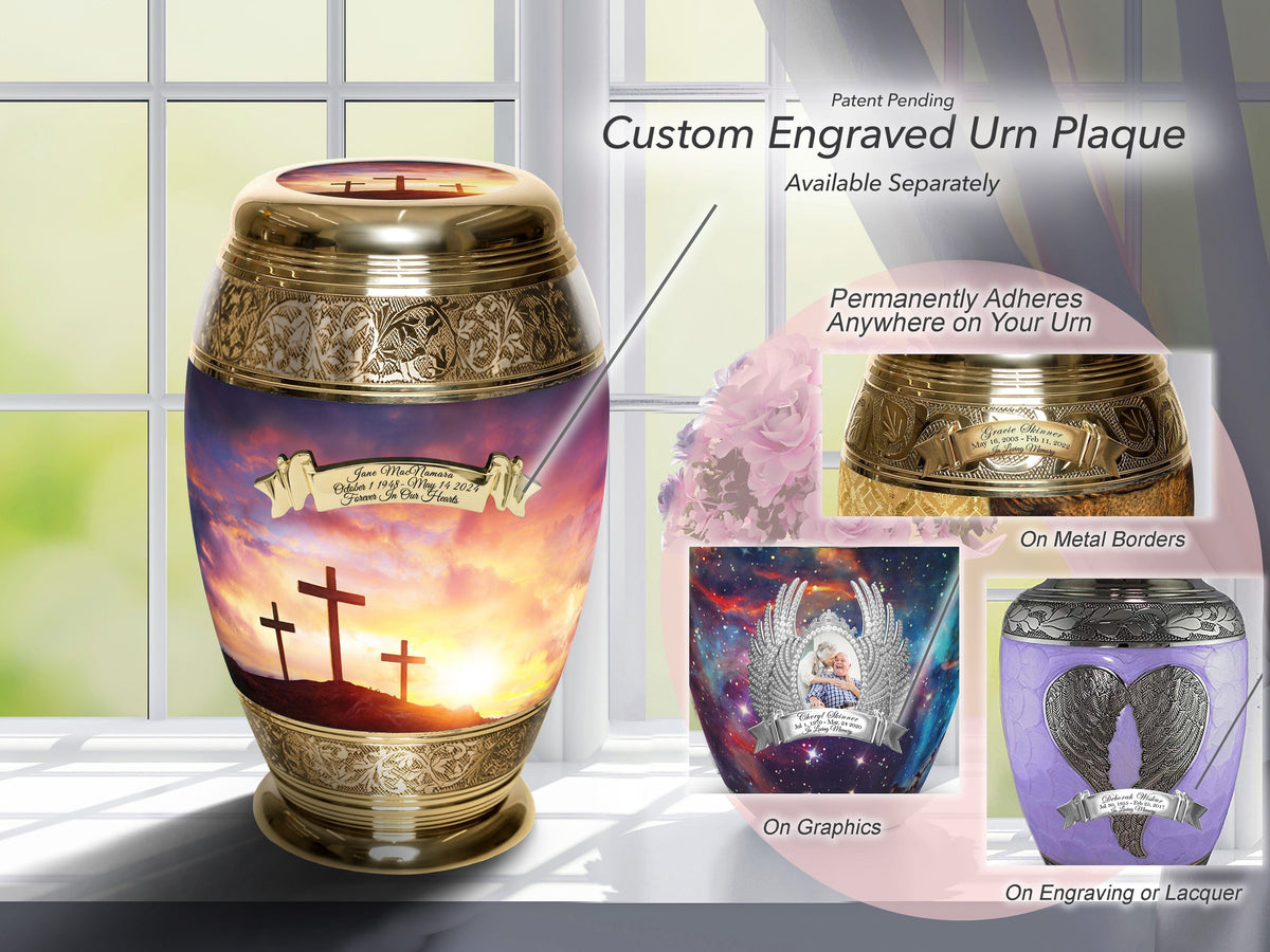 Three Crosses Extra Large Urn or Companion Urn – Extra Large Urns for Human Ashes | XL Urn & XXL Urn