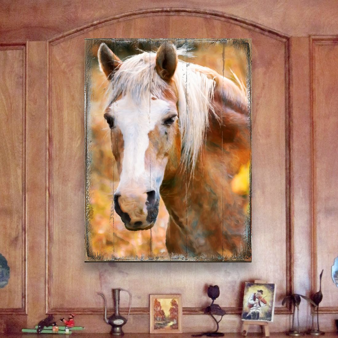 Horsehead Art Wooden Wall Art by Nature Wonders - Nature Wildlife Decor  - 95374B