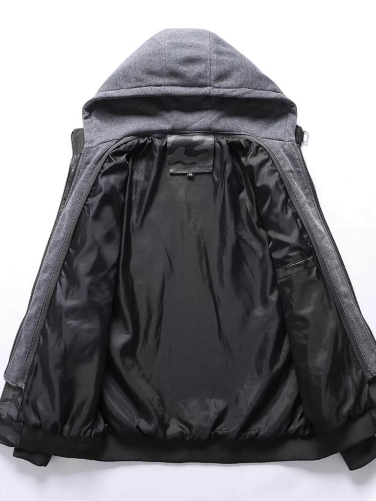 Men's Full Size Camouflage Hooded Faux Leather Jacket Plus Size