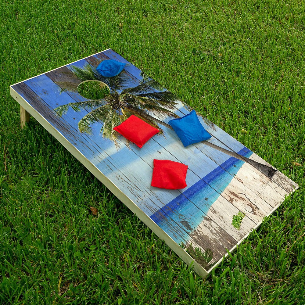 Sand and Blue Sky - Cornhole Board Wrap - Set of 2