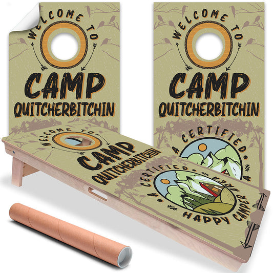Camp Quitcherbitchin - Cornhole Board Wrap - Set of 2