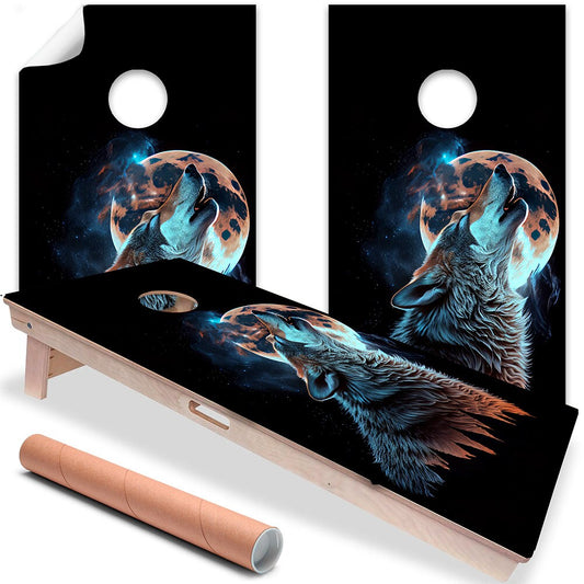Howling Wolf - Cornhole Board Wrap - Set of 2