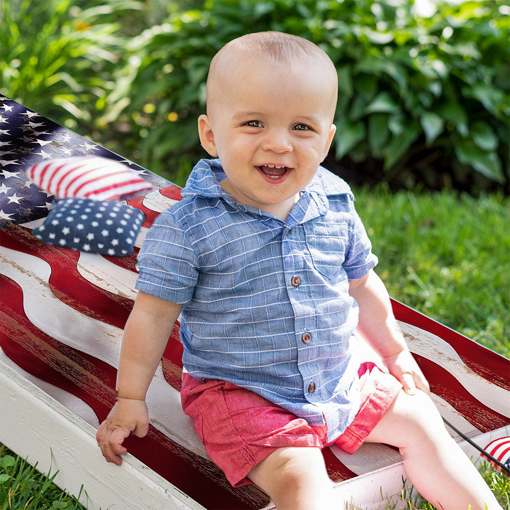 American Flag Wavy - Cornhole Board Wrap - Set of 2