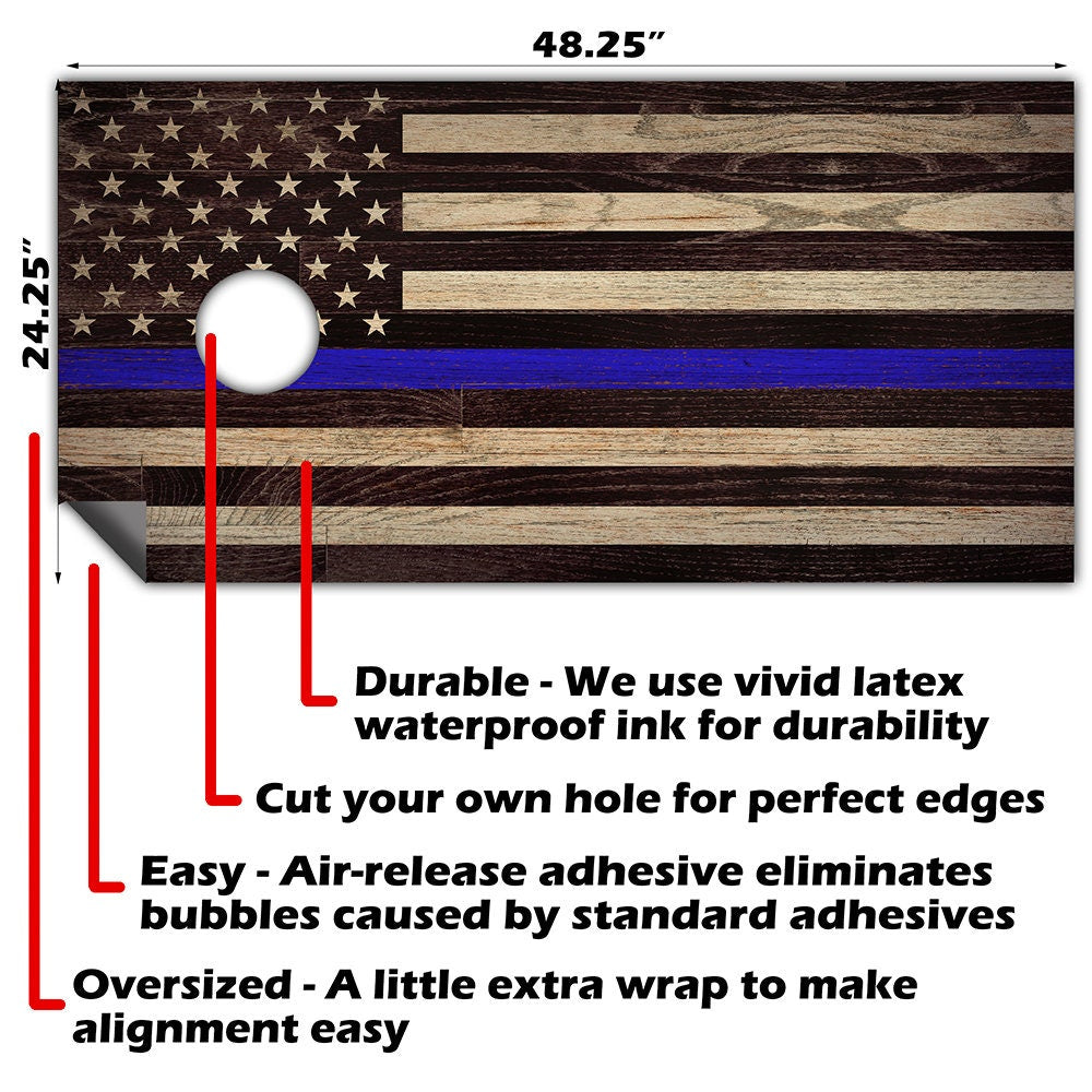 Police Support - Cornhole Board Wrap - Set of 2