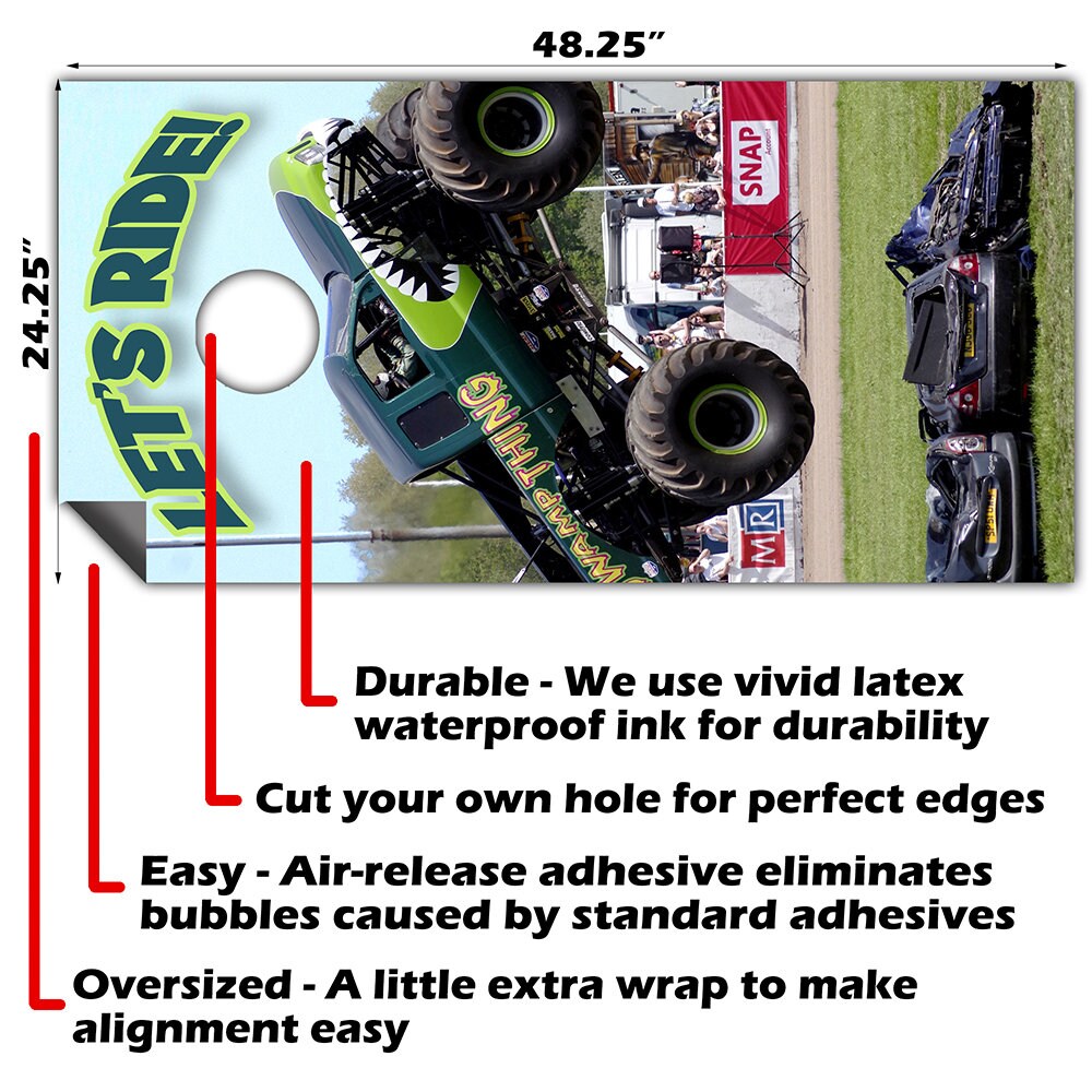 Monster Truck Off-road - Cornhole Board Wrap - Set of 2