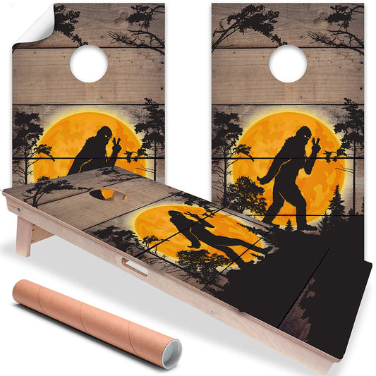 Big Foot in the Woods - Cornhole Board Wrap - Set of 2