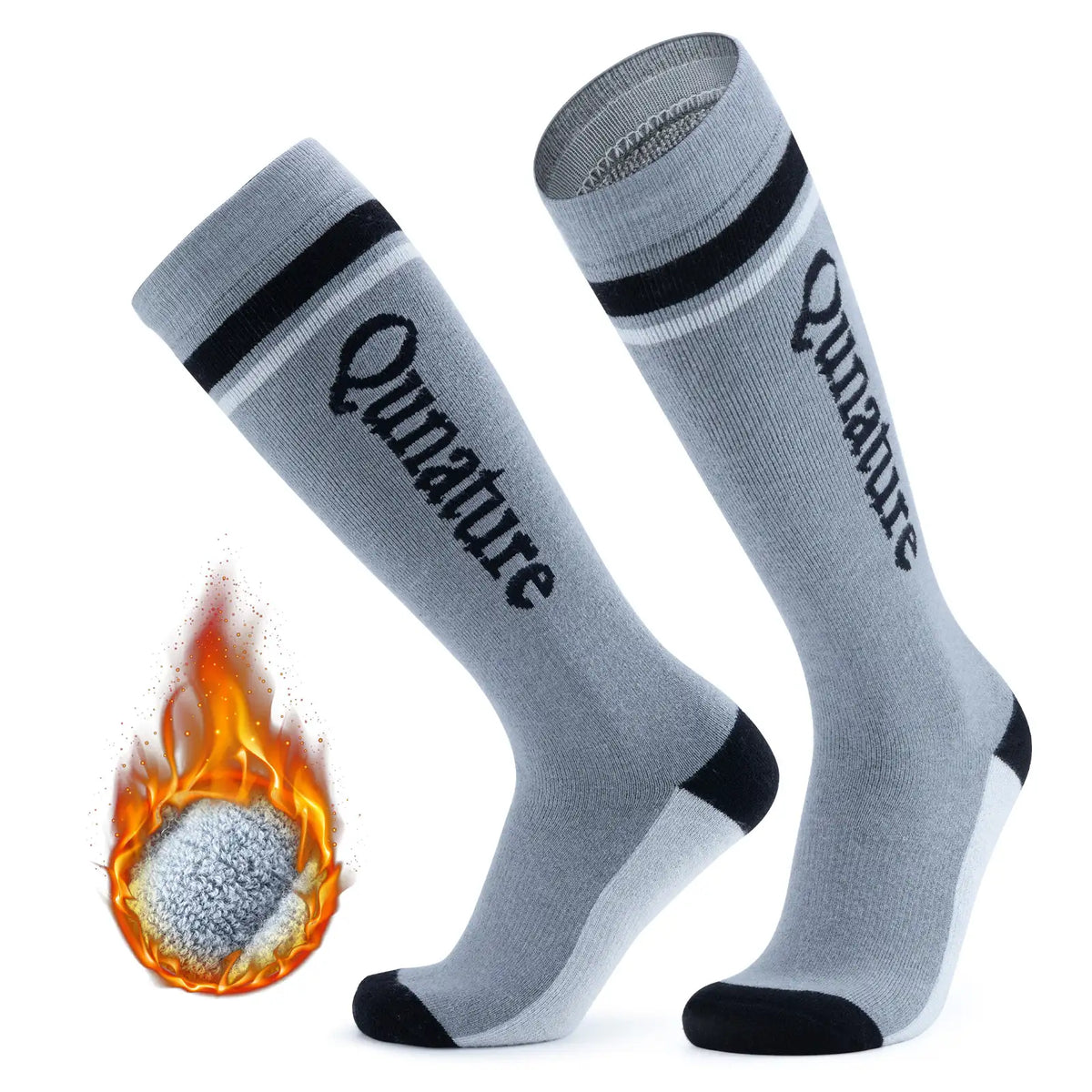 Thermal Wool Blend Ski Socks, Cold Weather Knee-high Warm Socks for Winter
