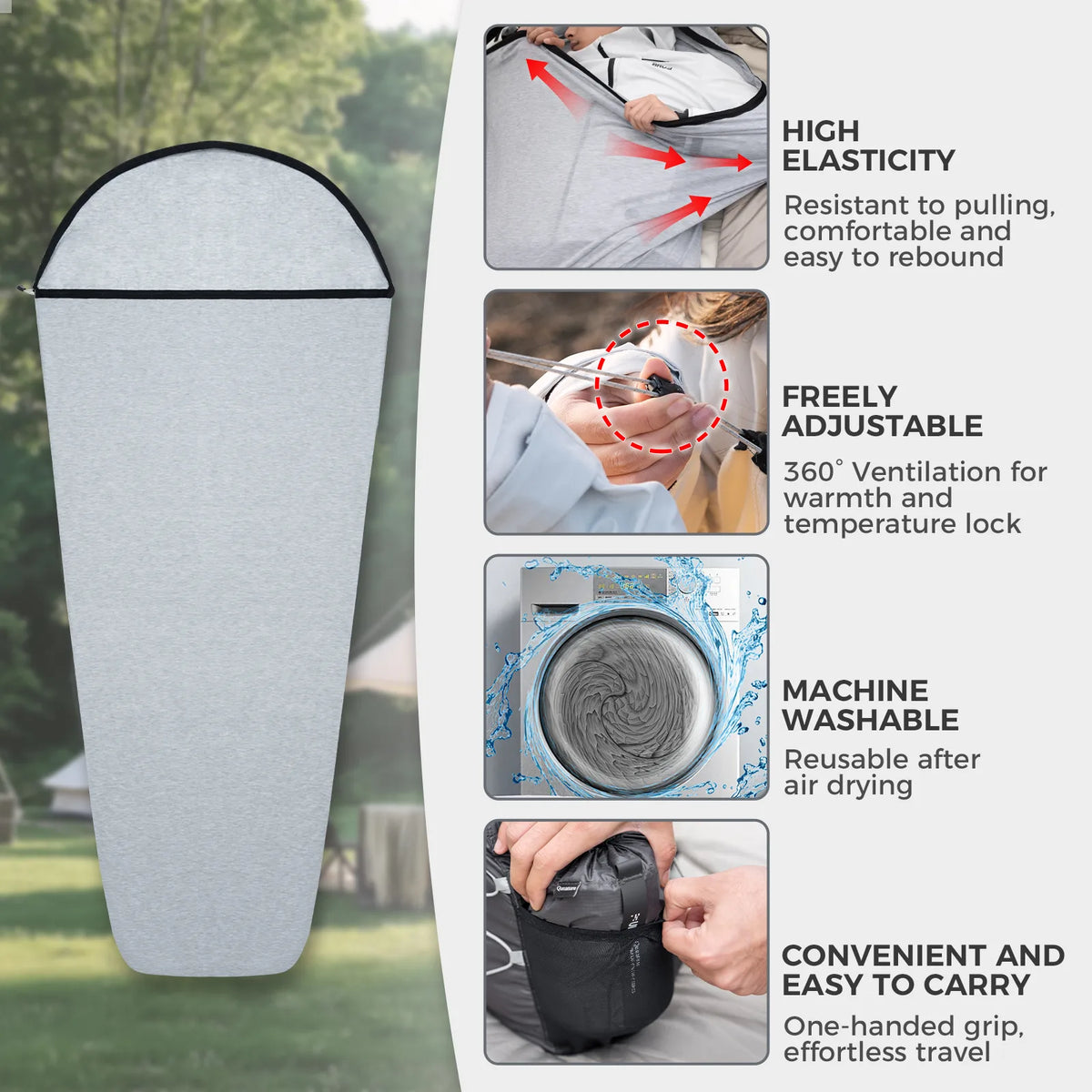 Sleeping Bag Liner, Ultralight Quick-Dry Washable for Outdoor Camping