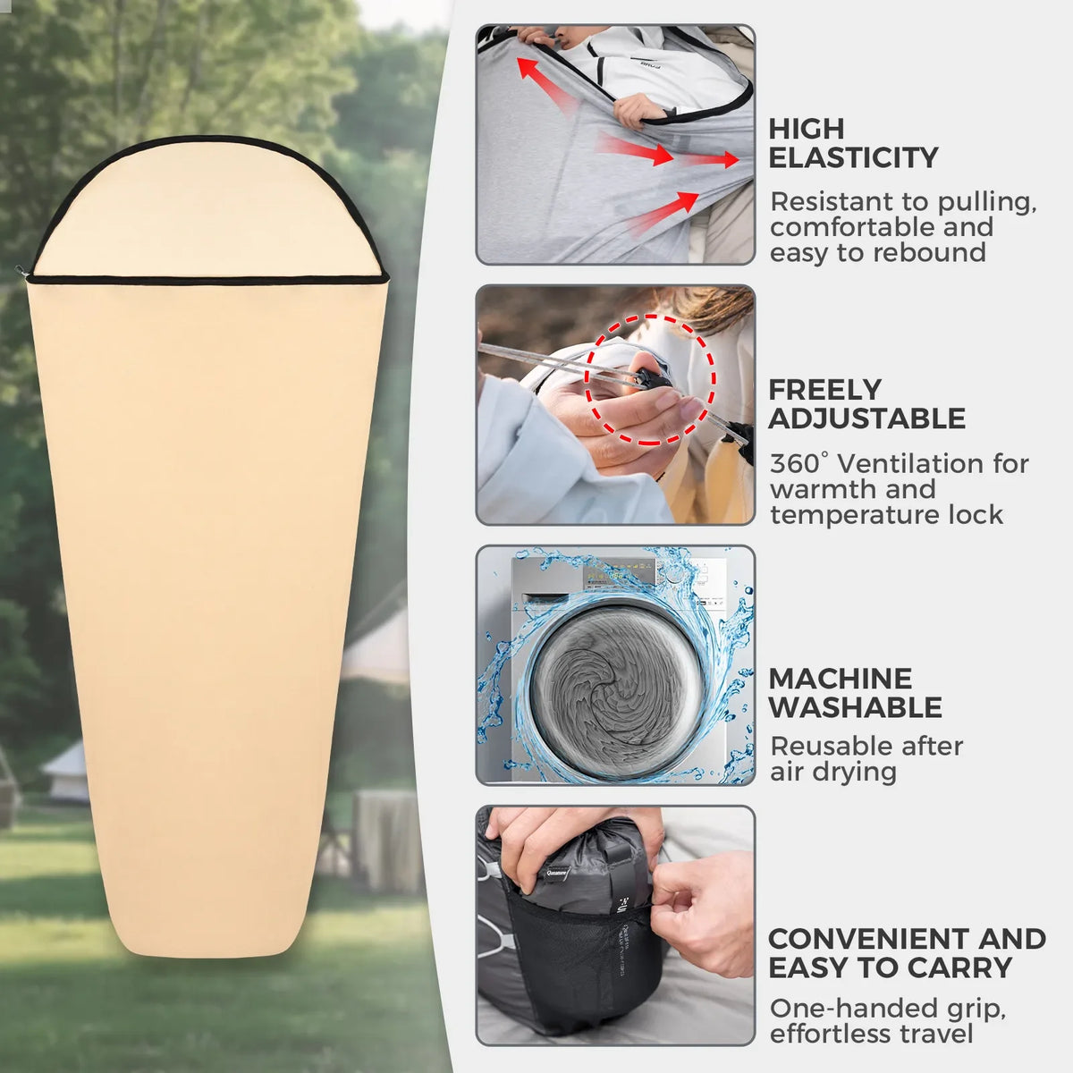 Sleeping Bag Liner, Ultralight Quick-Dry Washable for Outdoor Camping