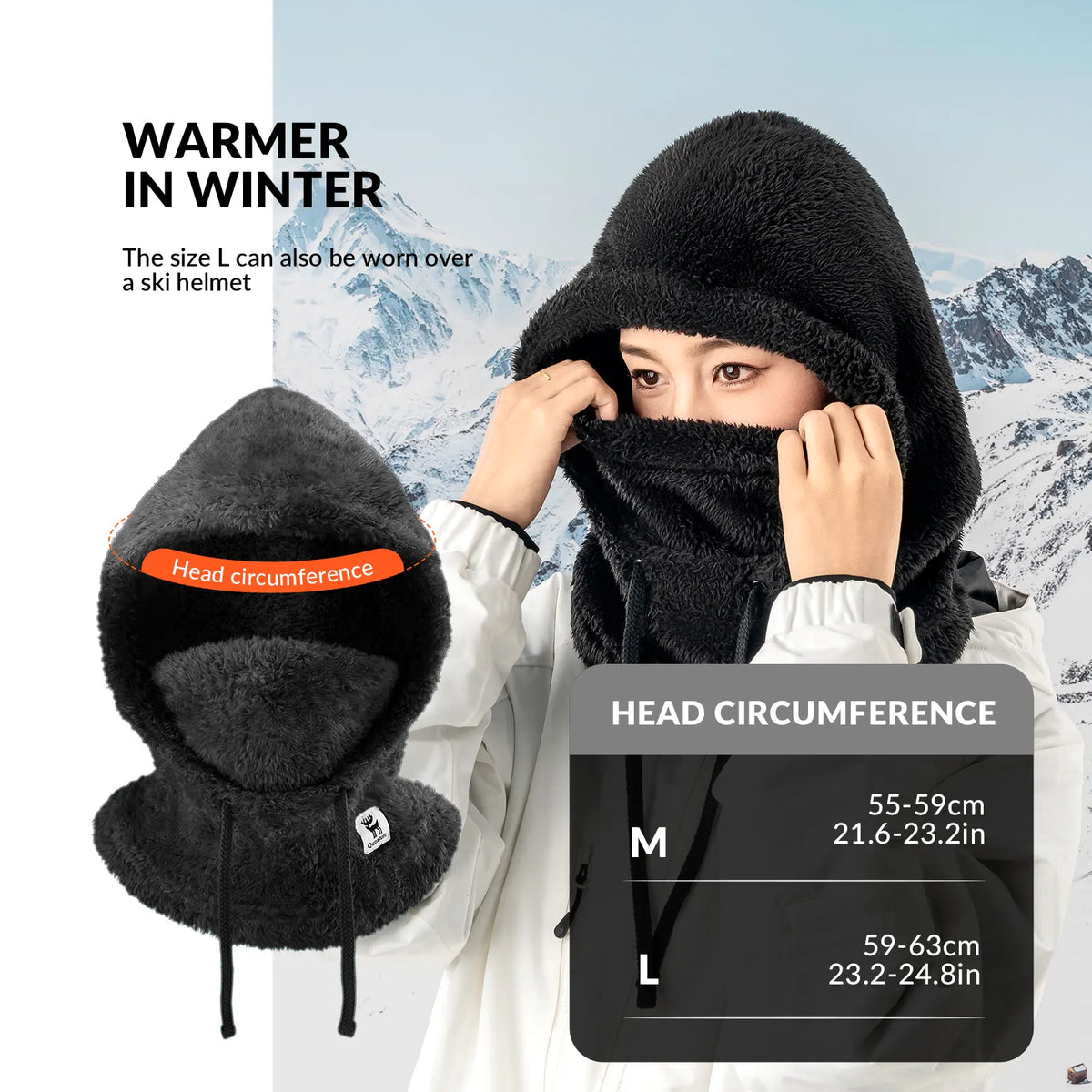 Ski Head Cover with Adjustable Ventilation and Detachable Liner for Winter Sports