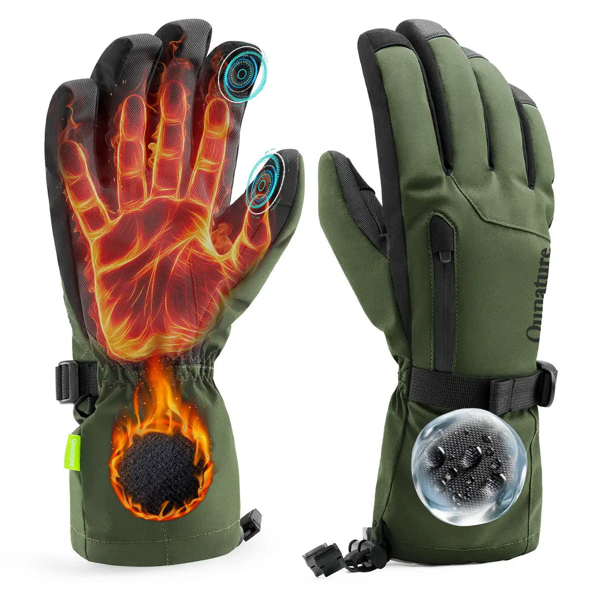 Waterproof Insulated Split-Finger Ski Gloves with Touchscreen Design