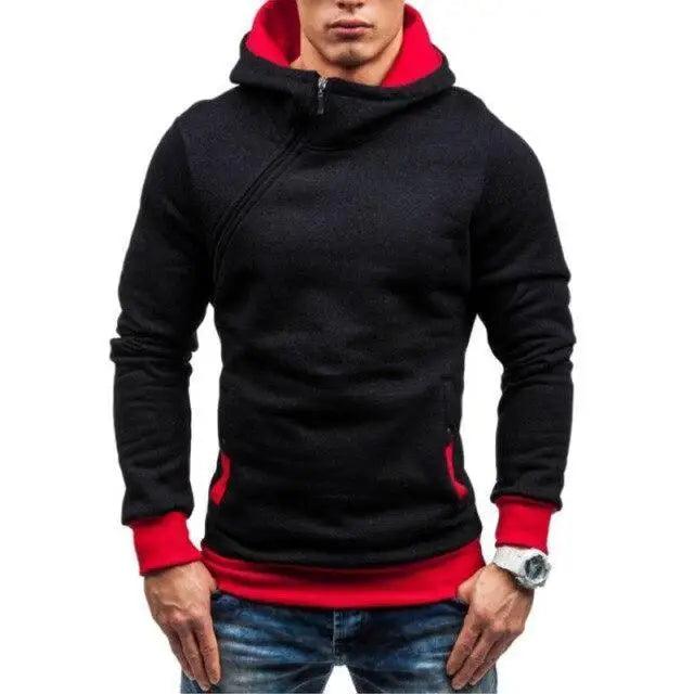 Slim Fit Men's Jacket Male Hip Hop Jackets Men's Hooded Pullover Jackets Diagonal Jackets Thicken Sports Outdoor Clothing Black  Collar Stylish Jacket For Men Classic Design Warm Winter Jackets For Men
