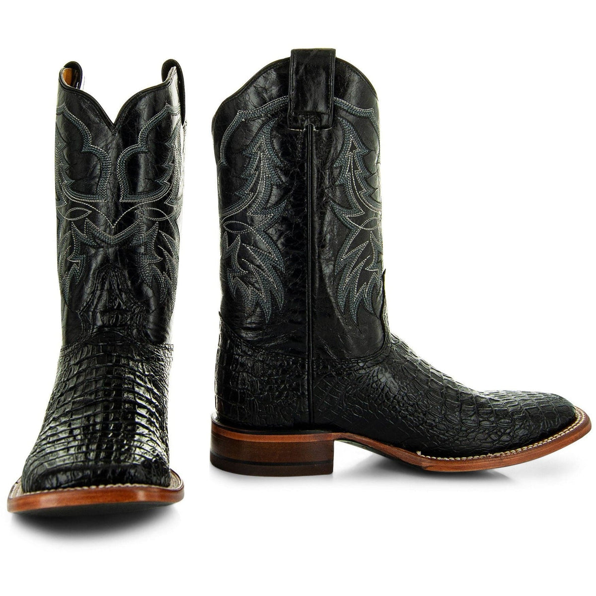 Black Caiman Belly Print Men's Cowboy Boots H4001