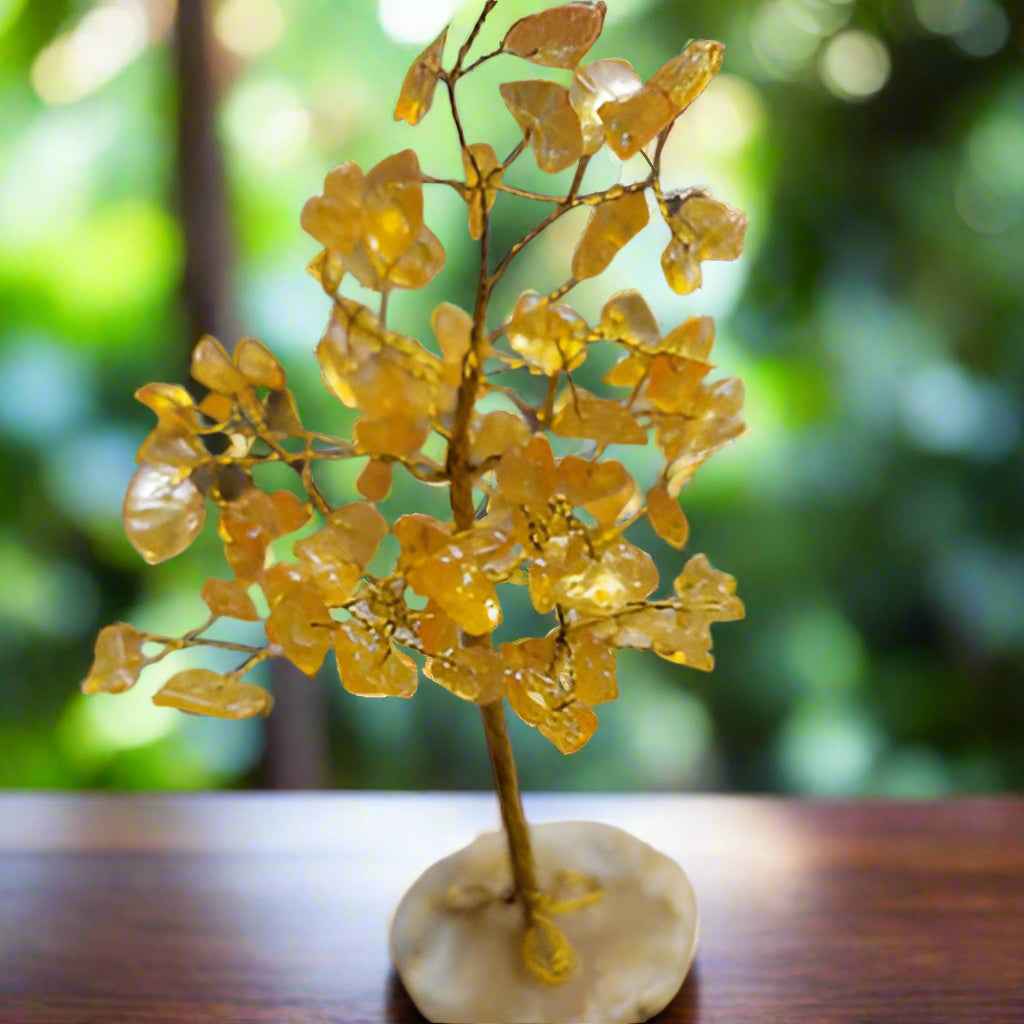100 Chip Gemstone Tree On Agate Slice - Multiple Kinds of Gemstones